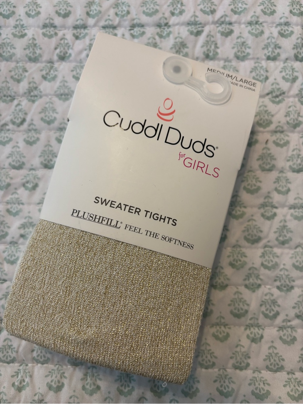 Cuddl Duds Girls Shimmery Metallic Tights - Gold
